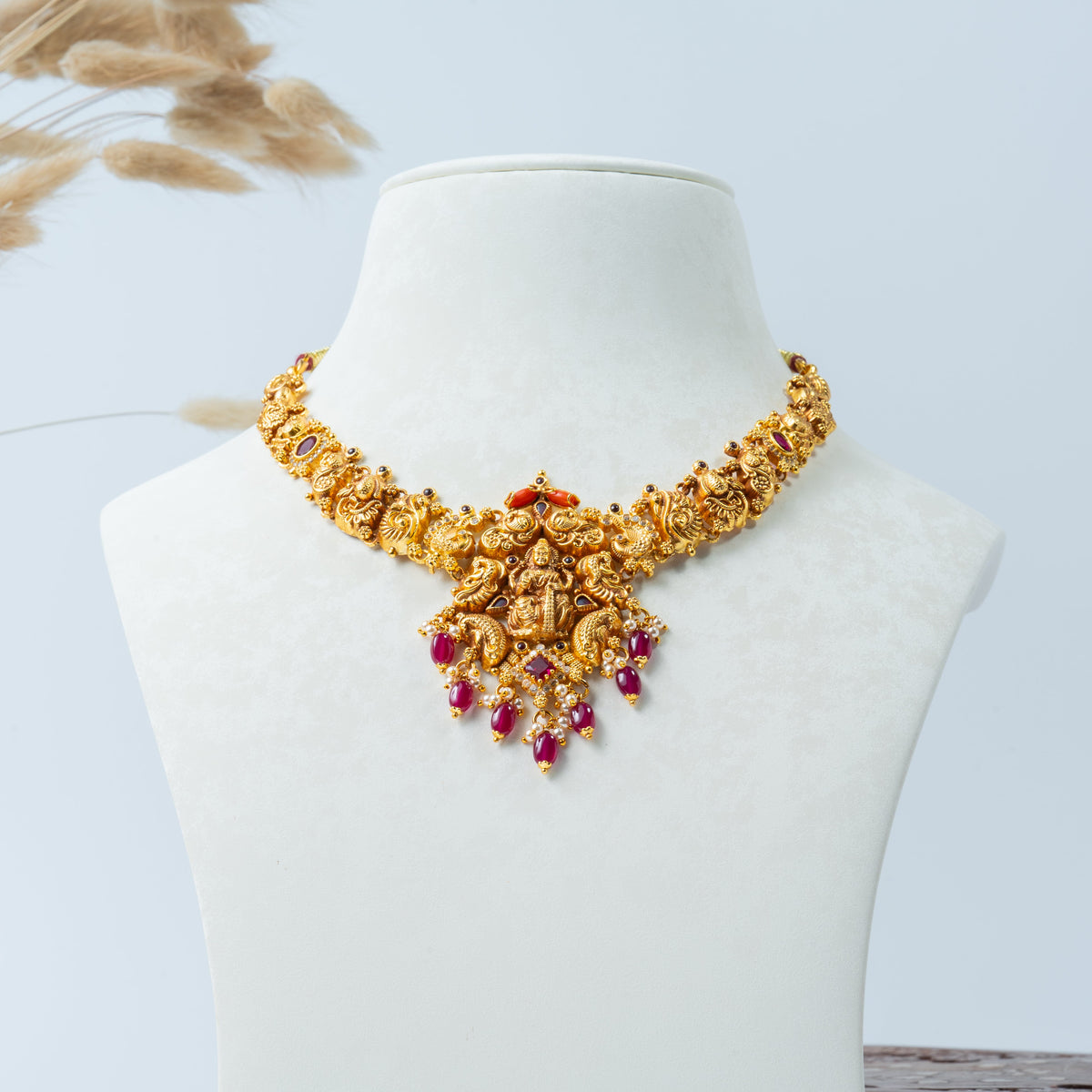 GP Choker 3 Gold Plated 925 Silver Temple Nakshi Choker Necklace