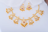 Ruby Polki Gold-Plated Necklace and Earrings Set