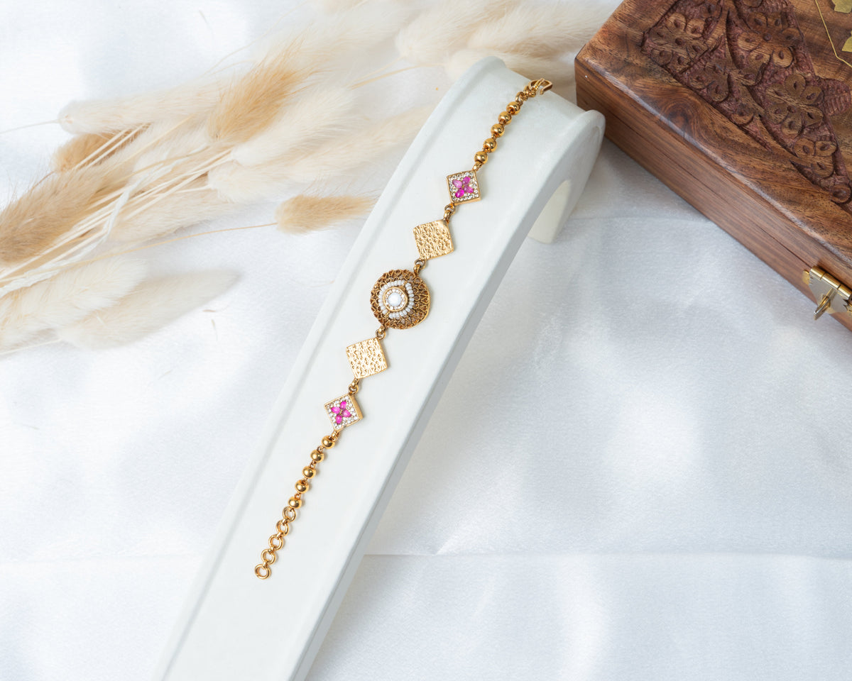Ruby Kundan Gold-Plated Traditional Bracelet