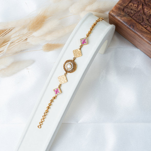 Ruby Kundan Gold-Plated Traditional Bracelet