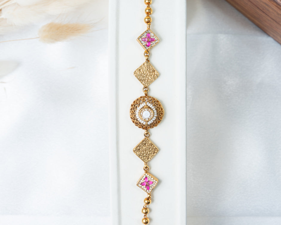 Ruby Kundan Gold-Plated Traditional Bracelet