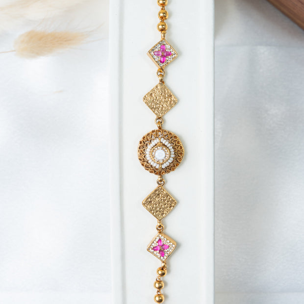 Ruby Kundan Gold-Plated Traditional Bracelet