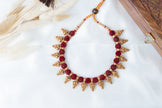 Maroon Thread Temple Motif Gold-Plated Necklace