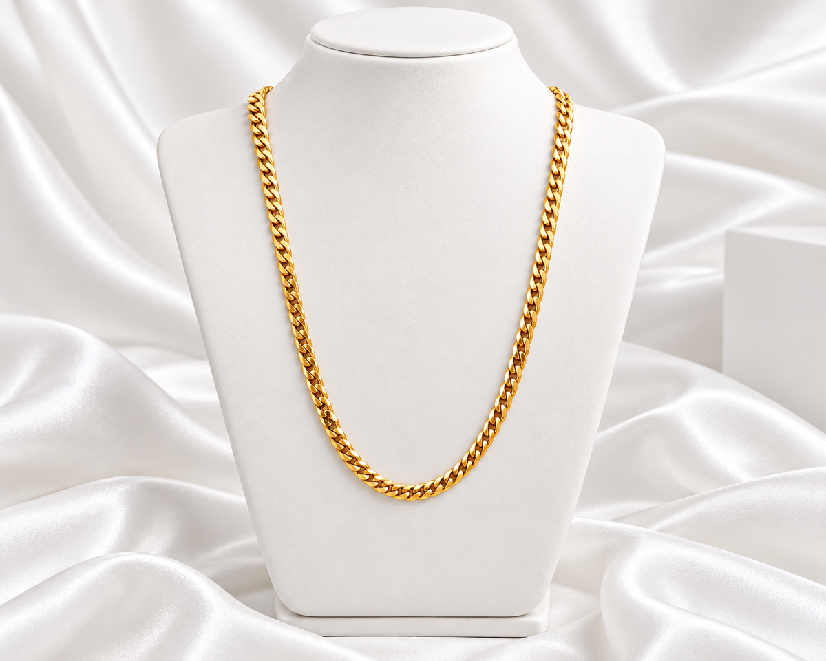 Classic Gold Tone Curb Chain Necklace