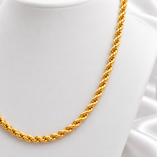 Classic Gold Tone Twisted Rope Chain Necklace