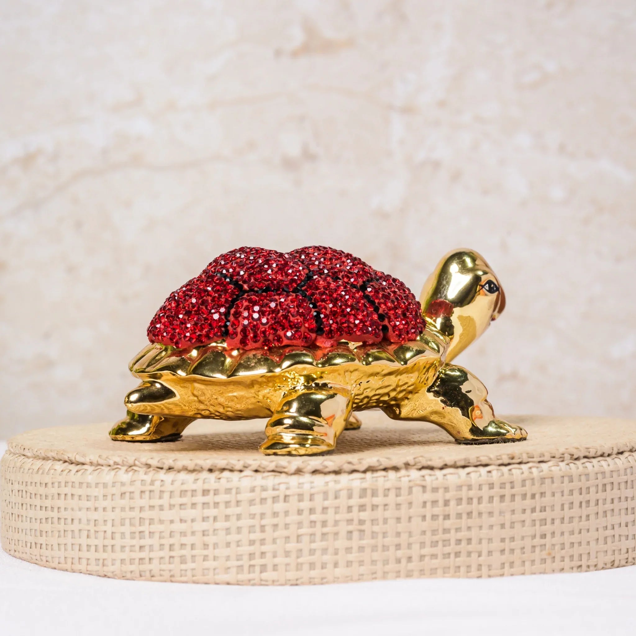 Gold tortoise wth diamond M - Varenya Galleria