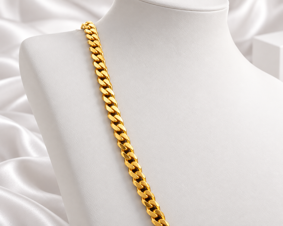 Classic Gold Tone Curb Chain Necklace