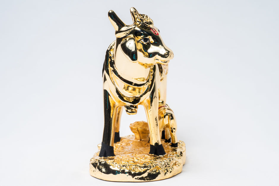 925 Premium Silver Gold Matte Cow with Calf Medium Idol