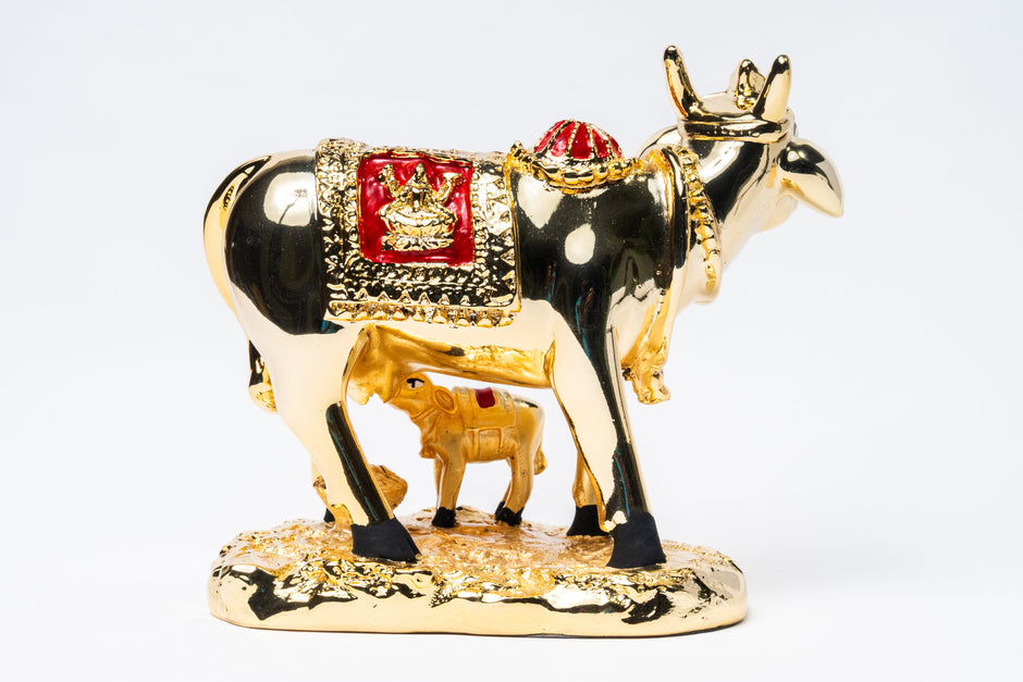 925 Premium Silver Gold Matte Cow with Calf Medium Idol