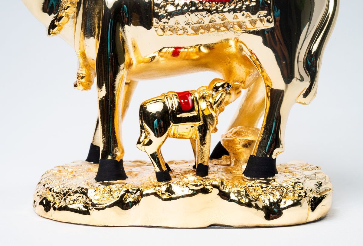 925 Premium Silver Gold Matte Cow with Calf Medium Idol
