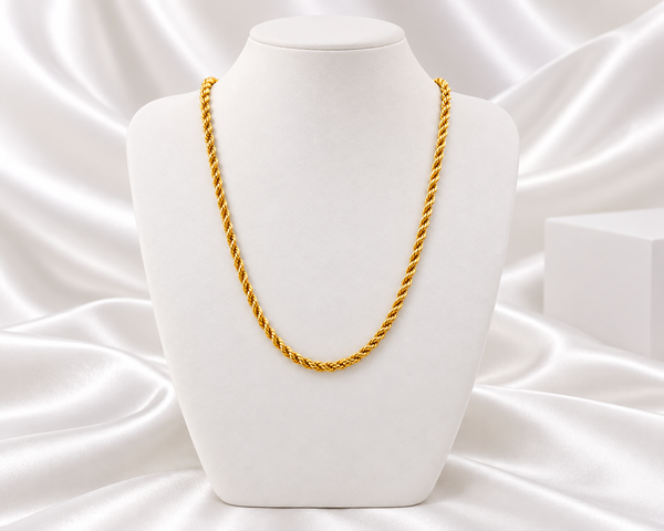 Classic Gold Tone Twisted Rope Chain Necklace