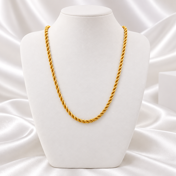 Classic Gold Tone Twisted Rope Chain Necklace
