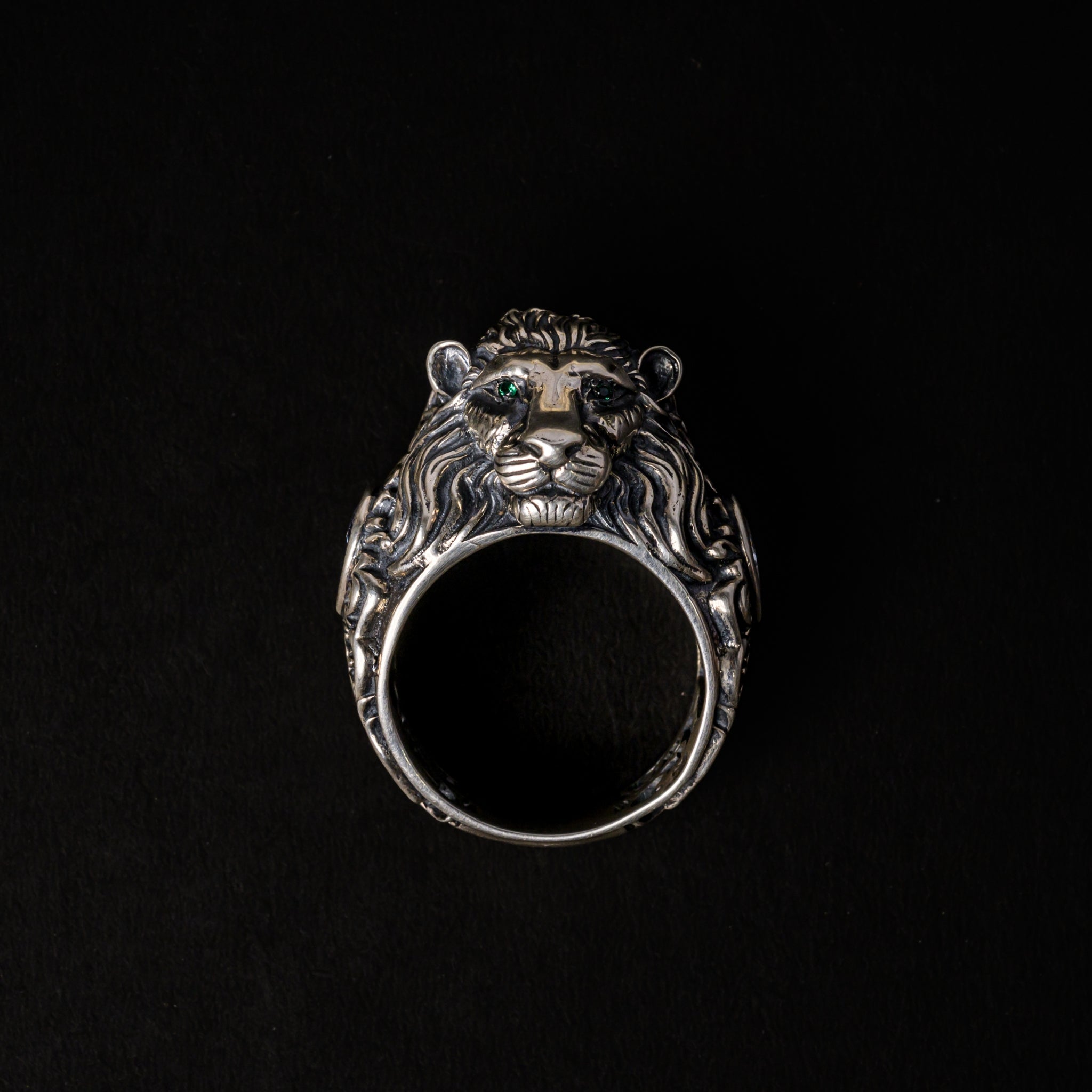 Green Eye Lion Ring