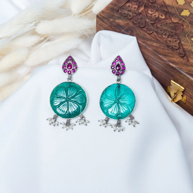 Elegant Green Poppins Hanging Earrings in 925 Premium Silver Jewelry for Women