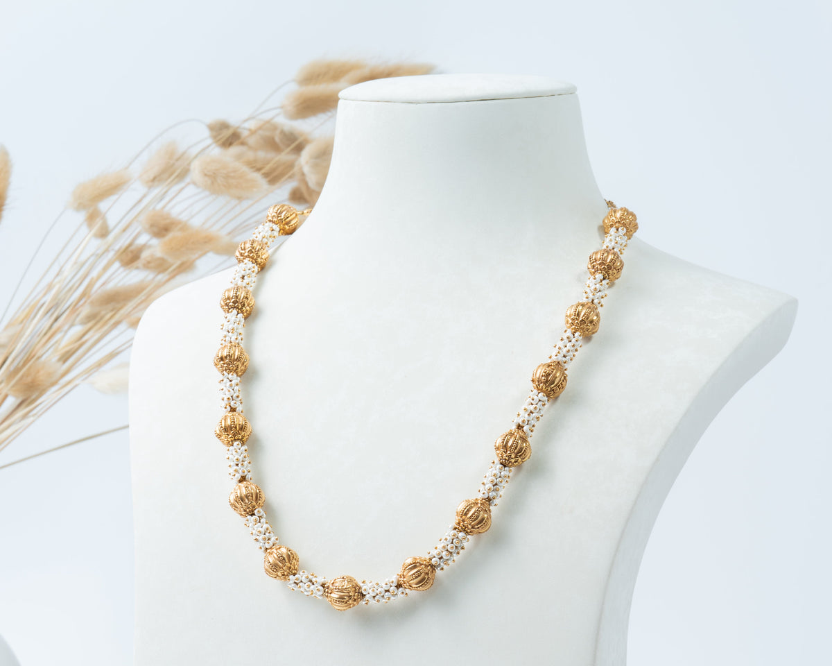 Traditional Gold-Plated Pearl Gundu Haram