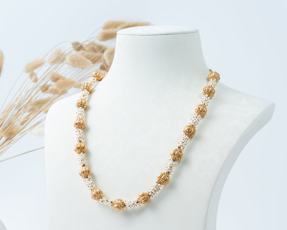 Traditional Gold-Plated Pearl Gundu Haram