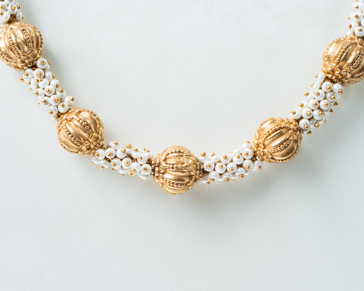 Traditional Gold-Plated Pearl Gundu Haram