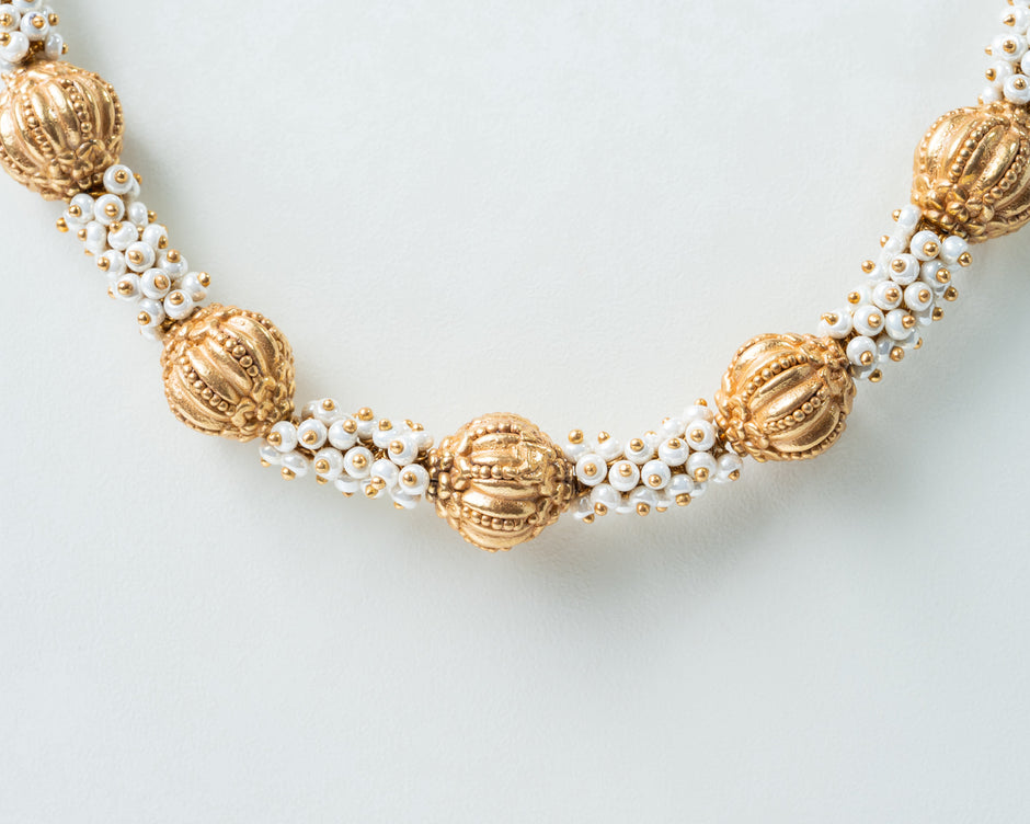 Traditional Gold-Plated Pearl Gundu Haram
