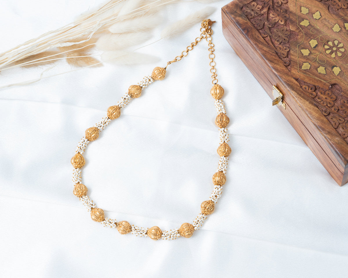 Traditional Gold-Plated Pearl Gundu Haram