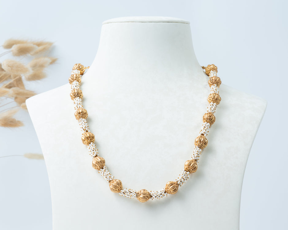 Traditional Gold-Plated Pearl Gundu Haram