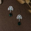 925 Premium Silver Headphone Emerald Stud Earrings