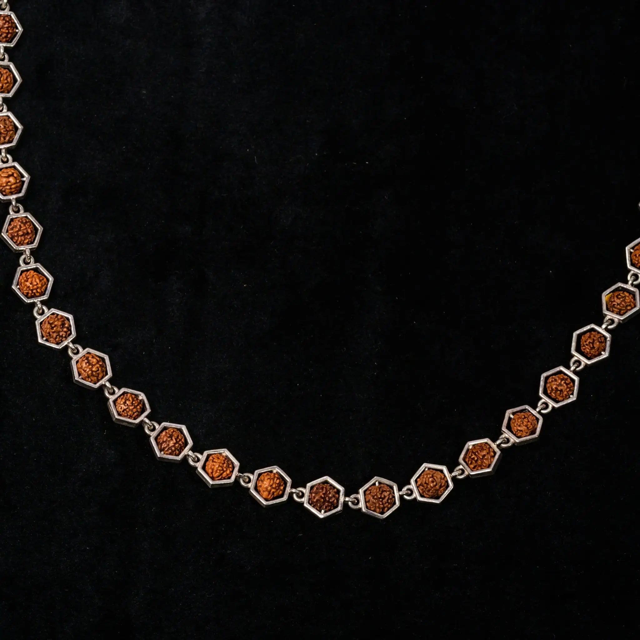 Honeycomb Rudraksh Neck Chain in 925 Premium Silver Jewelry for Women