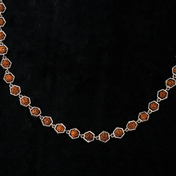 Honeycomb Rudraksh Neck Chain in 925 Premium Silver Jewelry for Women