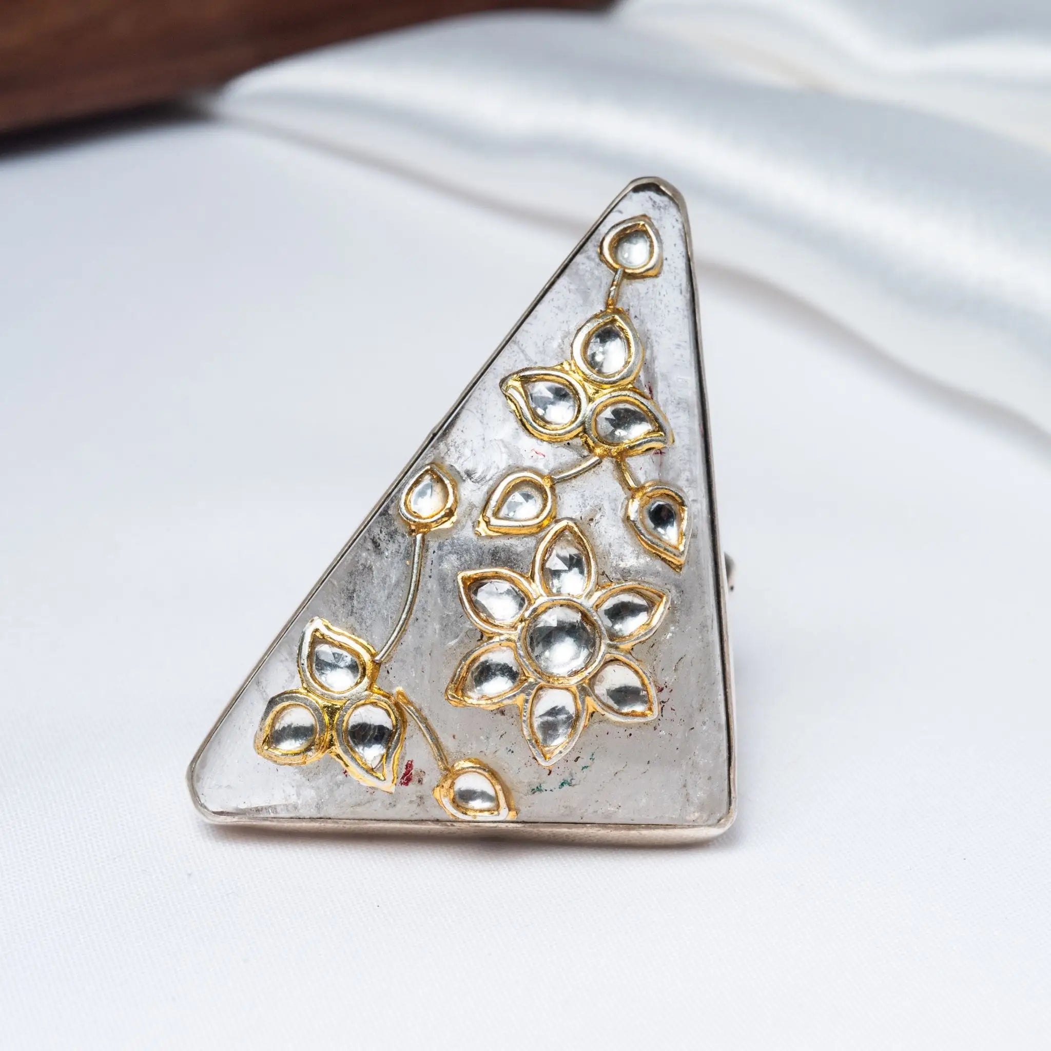 925 Premium Jastriang Kundan Silver Ring