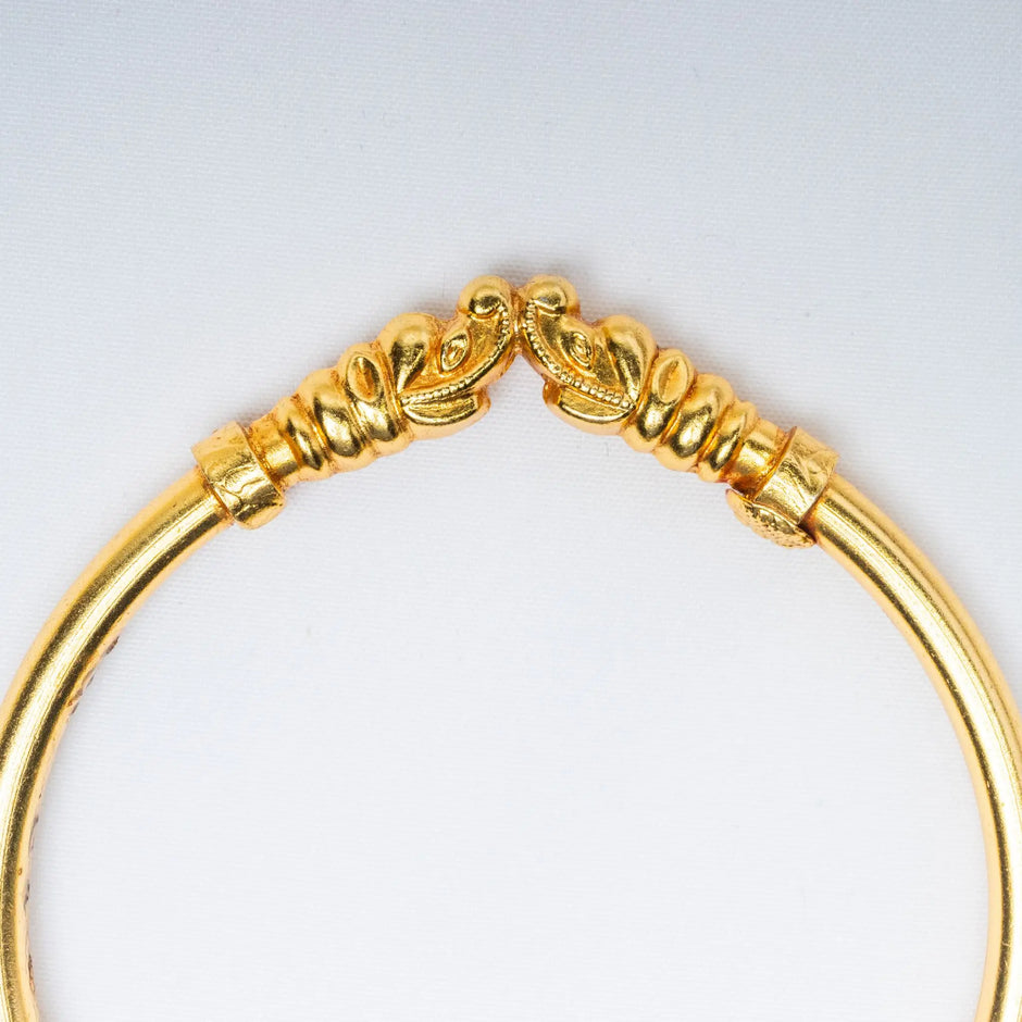 925 Premium Silver Traditional Gold Finish Kada Bangle