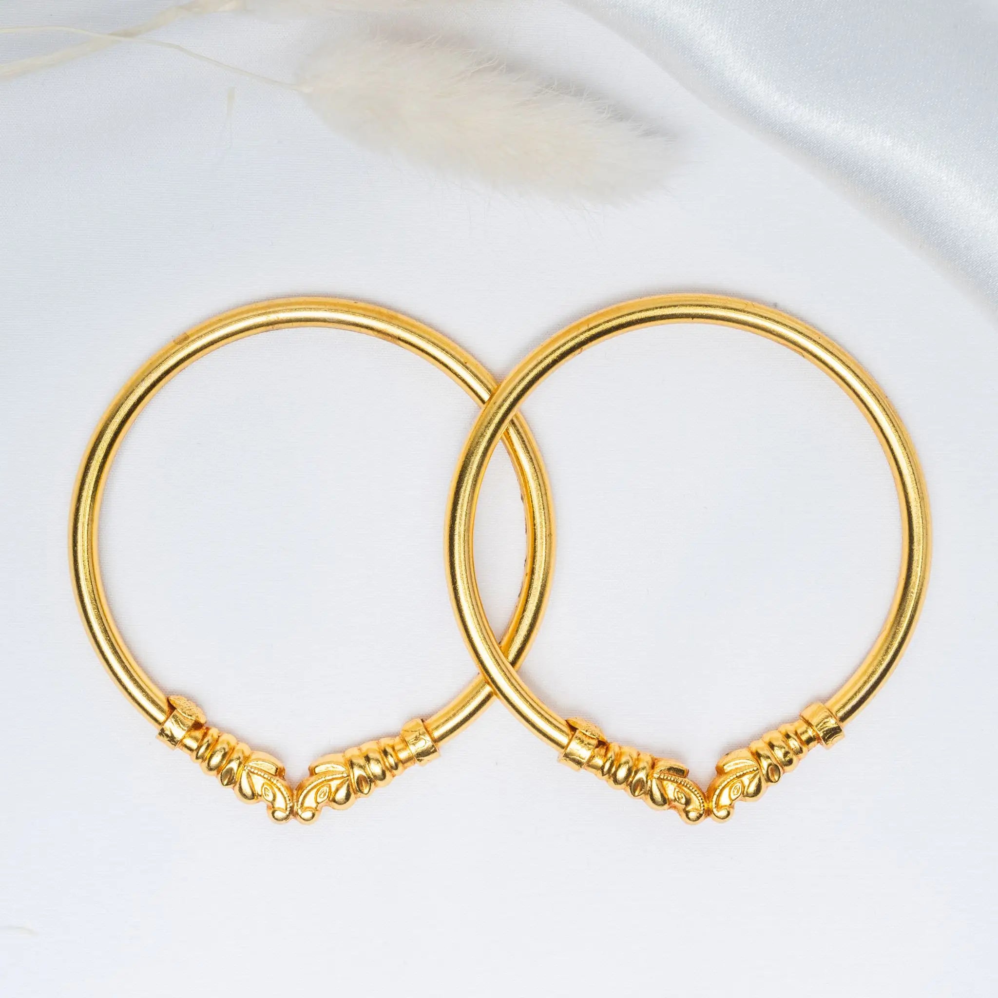 925 Premium Silver Traditional Gold Finish Kada Bangle