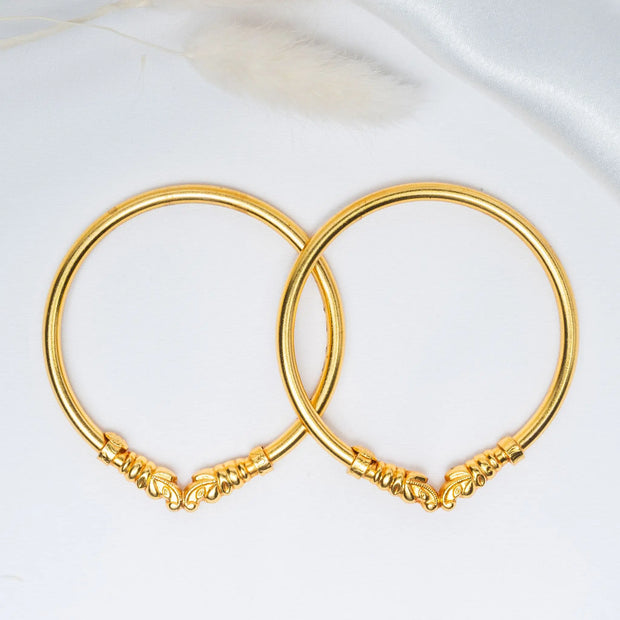 925 Premium Silver Traditional Gold Finish Kada Bangle