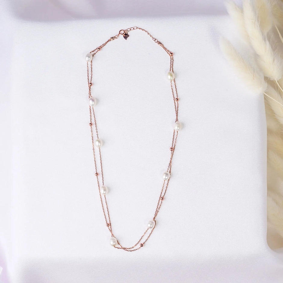 925 Premium Silver Large Pearl Neck Chain Set
