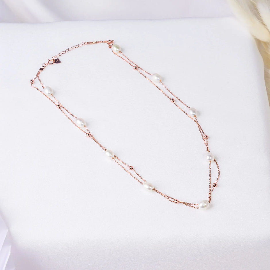 925 Premium Silver Large Pearl Neck Chain Set