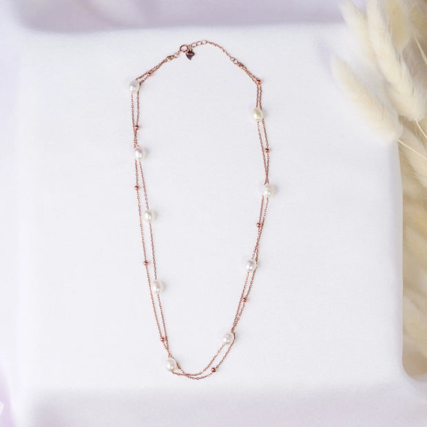 925 Premium Silver Large Pearl Neck Chain Set