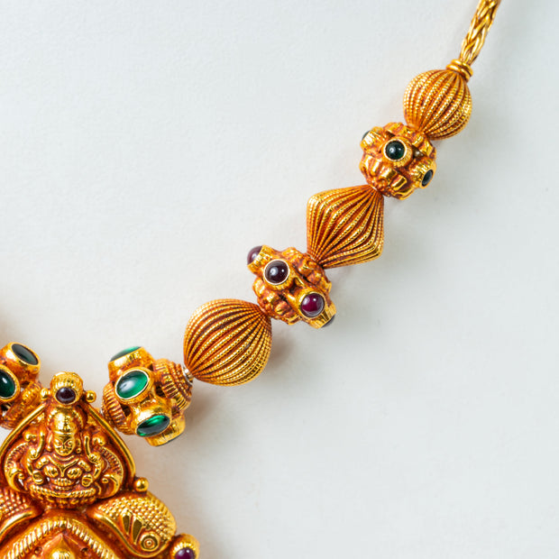 Lakshmi Gundu Antique Gold-Plated Temple Necklace