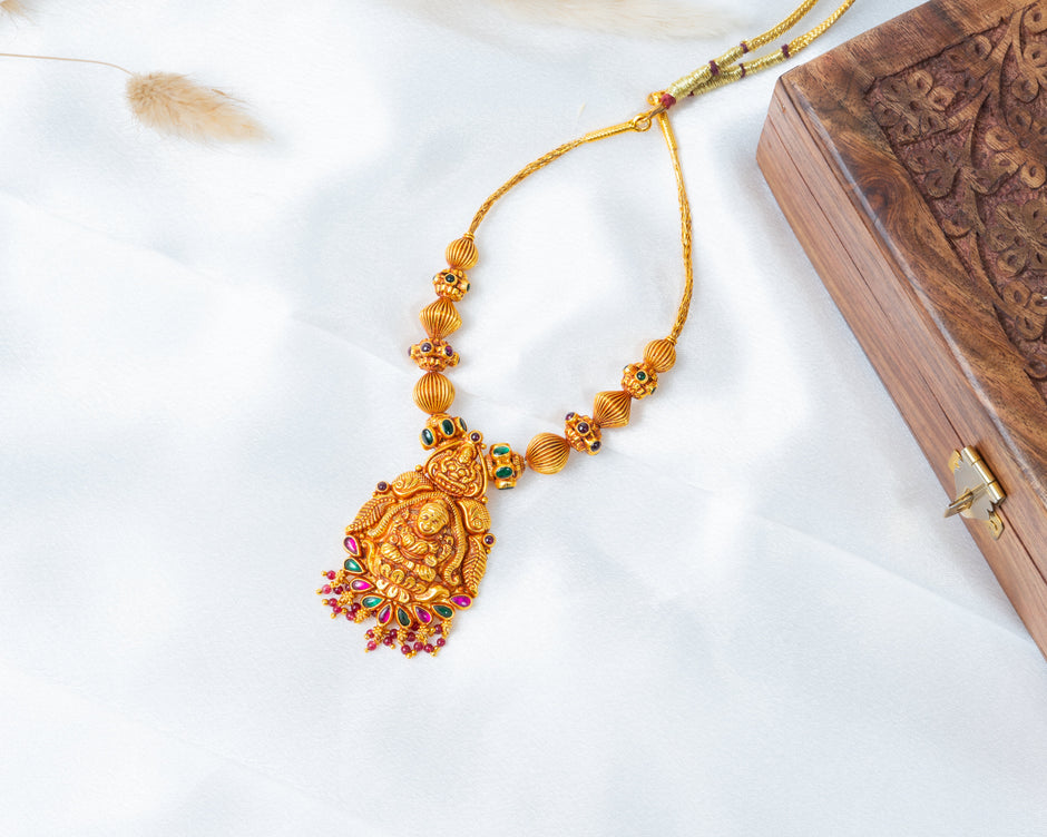 Lakshmi Gundu Antique Gold-Plated Temple Necklace