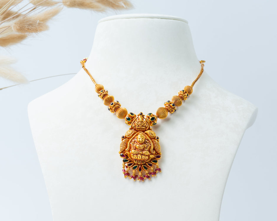 Lakshmi Gundu Antique Gold-Plated Temple Necklace