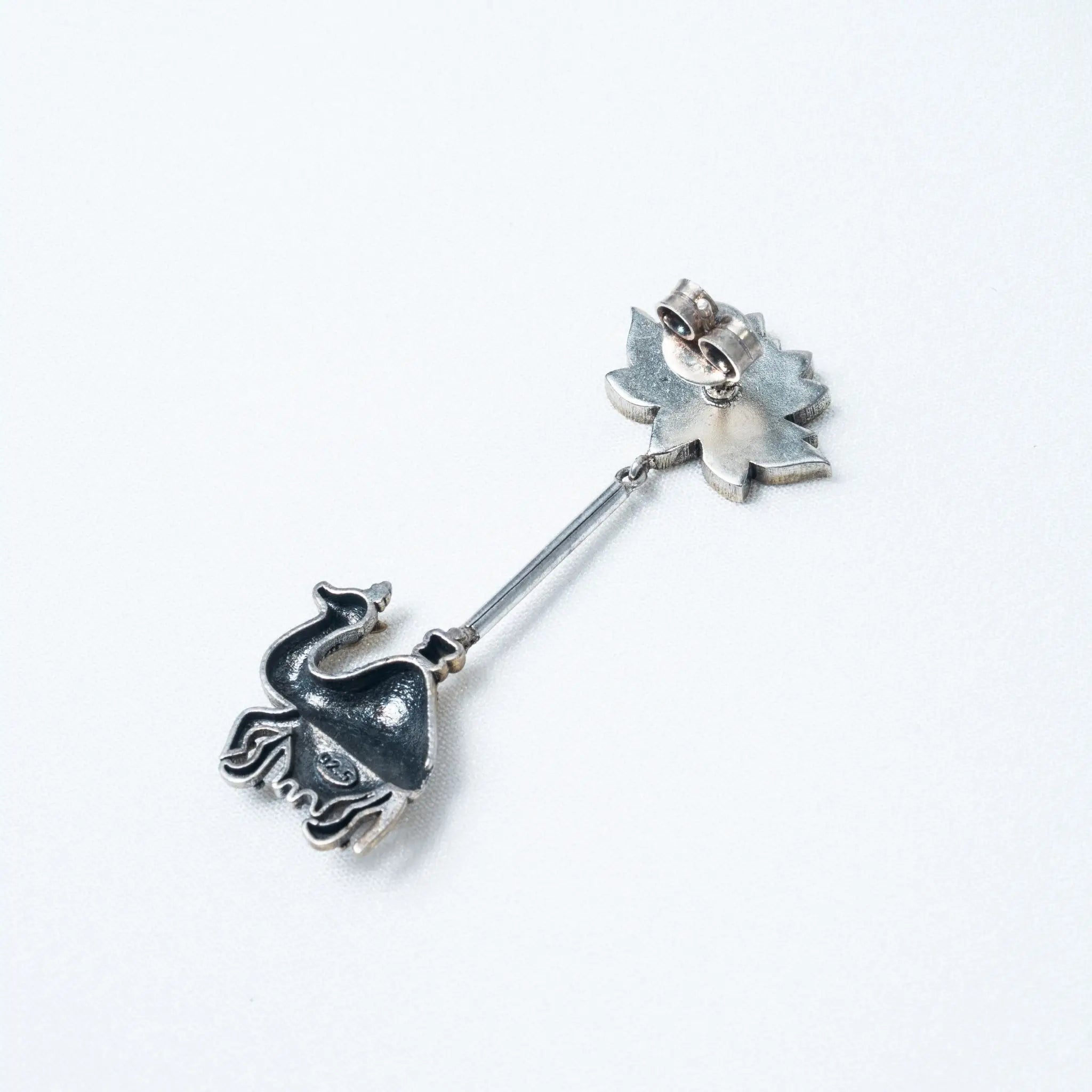 925 Premium Silver Lotus Camel Hanging Earrings
