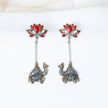 925 Premium Silver Lotus Camel Hanging Earrings