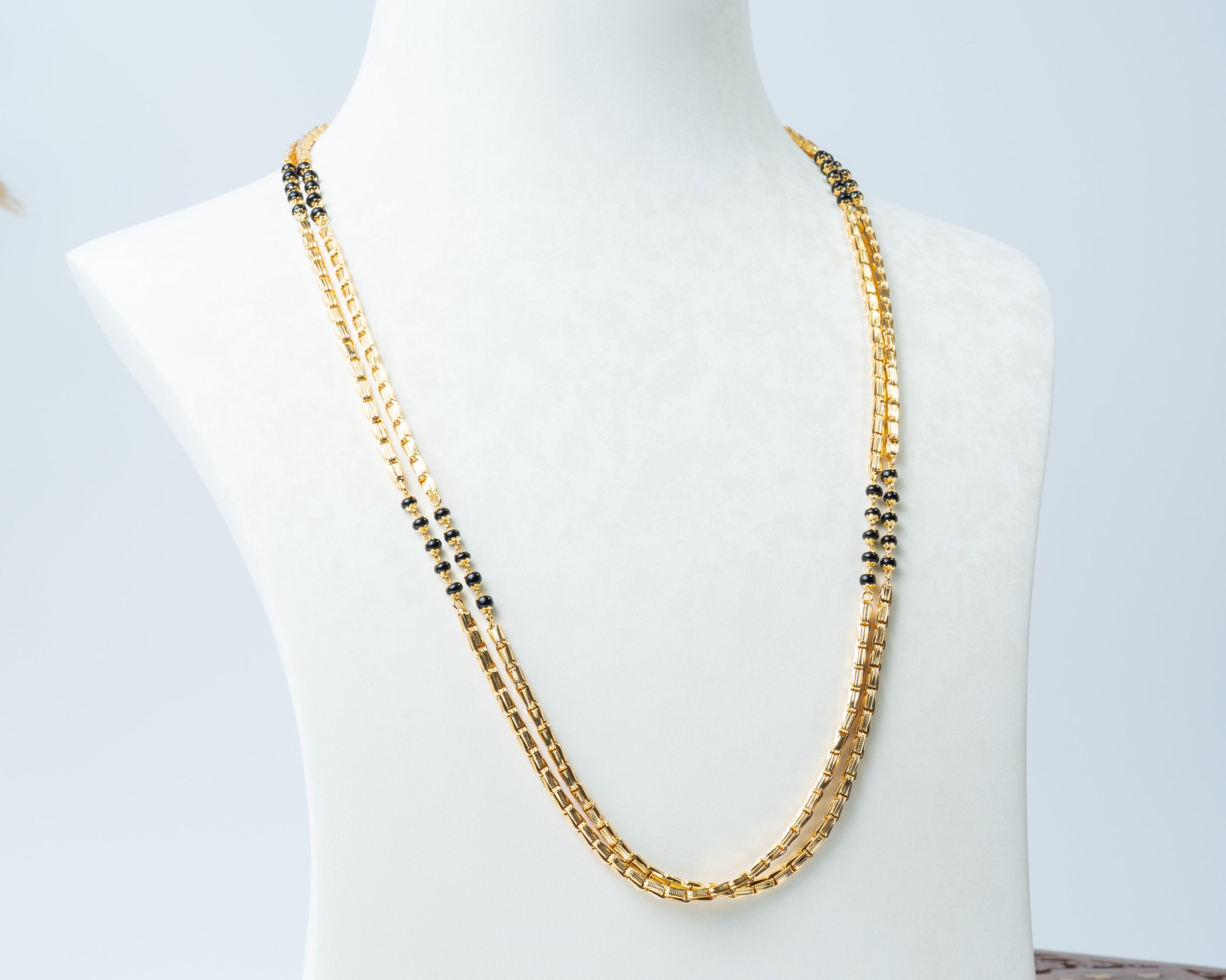 Traditional Double-Line Black Bead Mangalsutra Chain