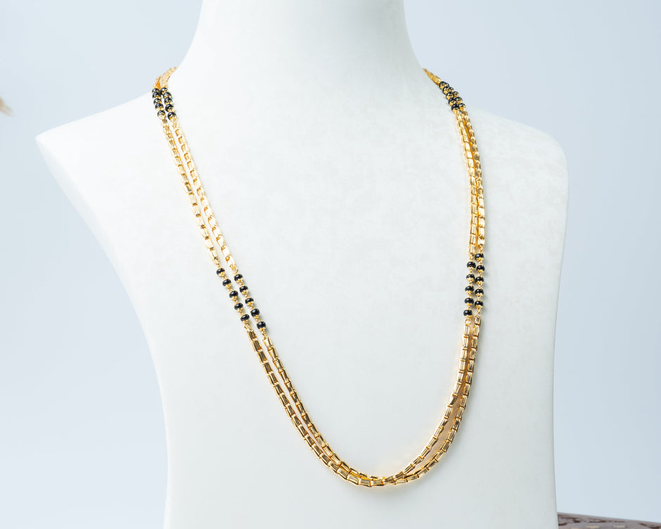 Traditional Double-Line Black Bead Mangalsutra Chain