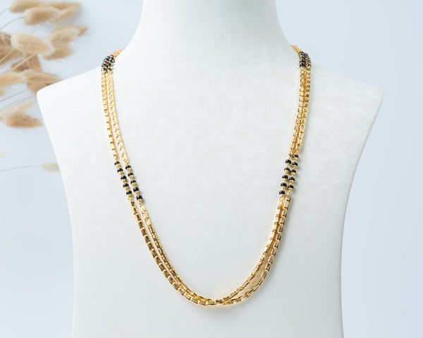 Traditional Double-Line Black Bead Mangalsutra Chain