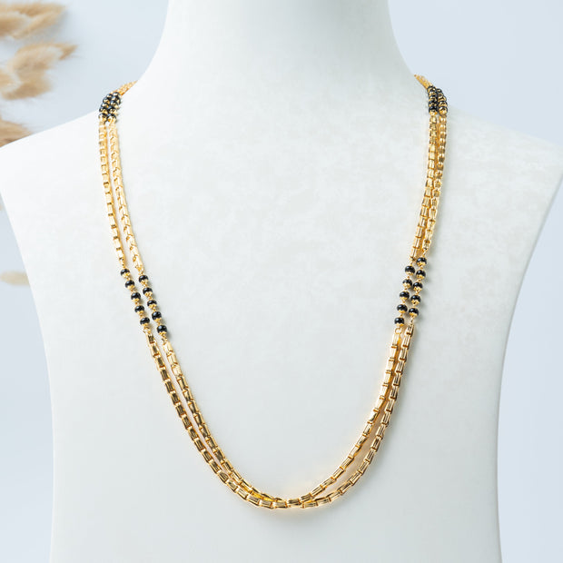 Traditional Double-Line Black Bead Mangalsutra Chain