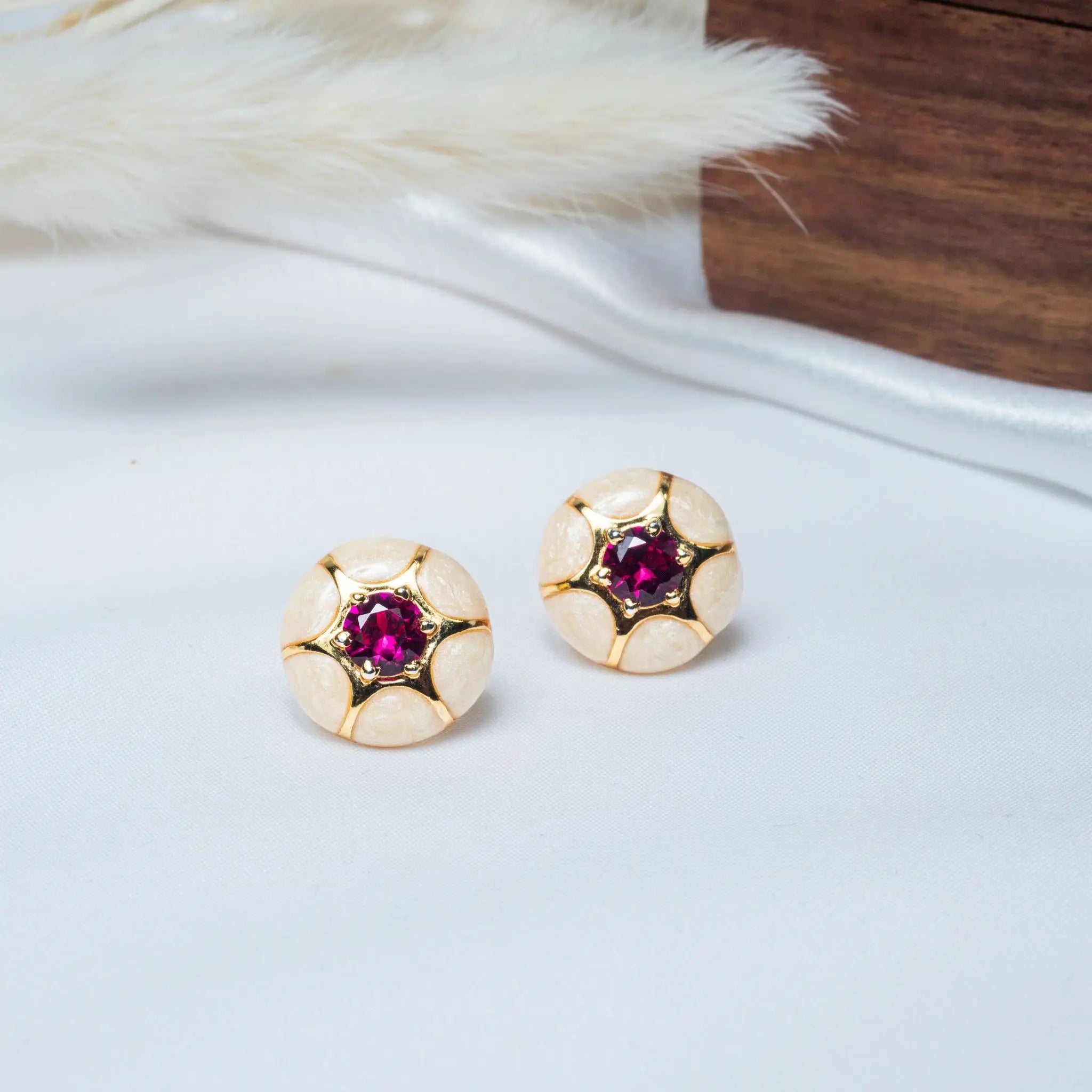 925 Premium Silver Marble Stud Earrings