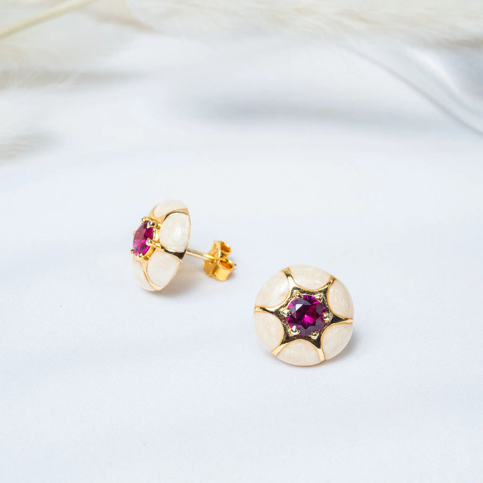 925 Premium Silver Marble Stud Earrings