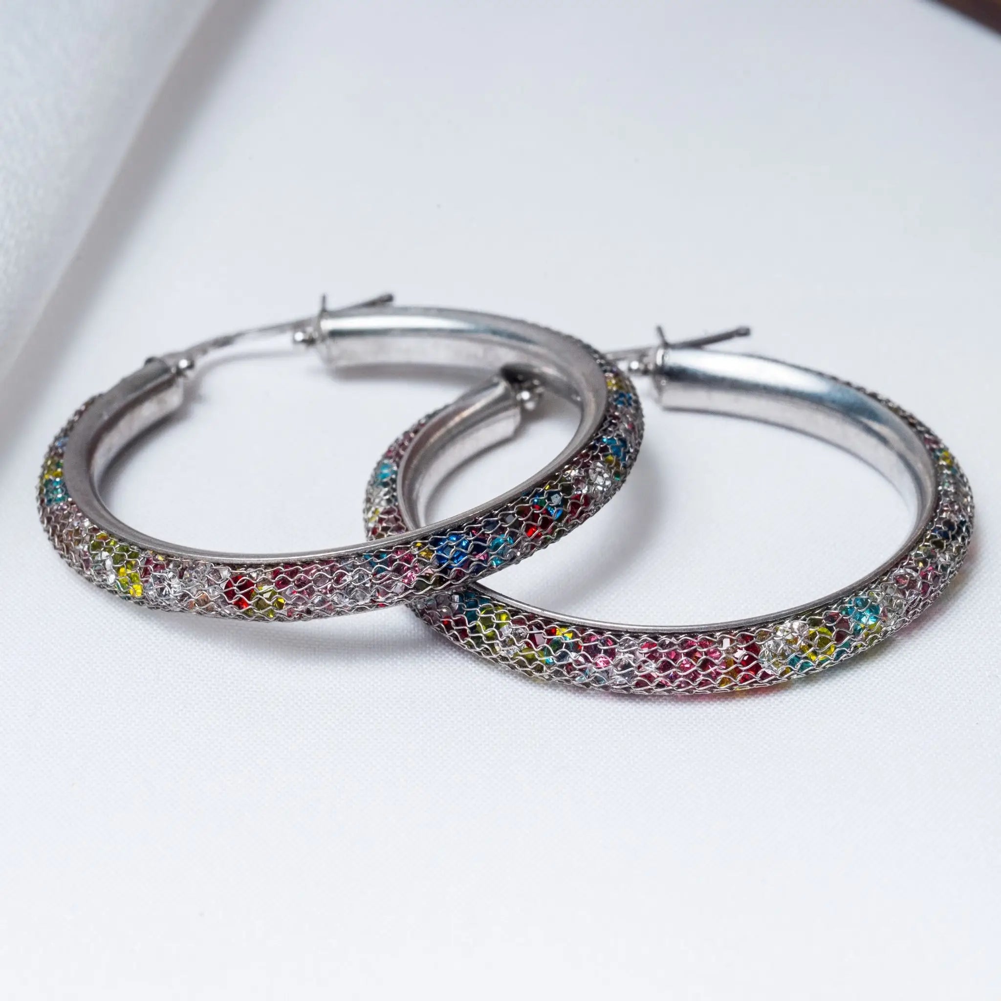 Mesh Color CZ Bali Earrings in 925 Premium Silver Jewelry for Women
