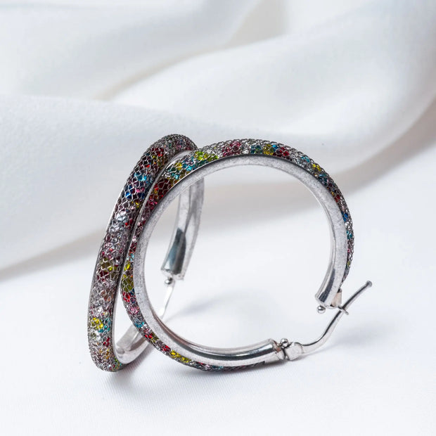 Mesh Color CZ Bali Earrings in 925 Premium Silver Jewelry for Women