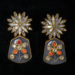 925 Premium Silver Moonstone Flower Semi Hanging Earrings