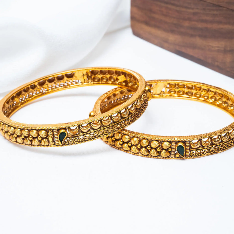 925 Premium Silver Multeran Gold Finish Bangles (Pair)