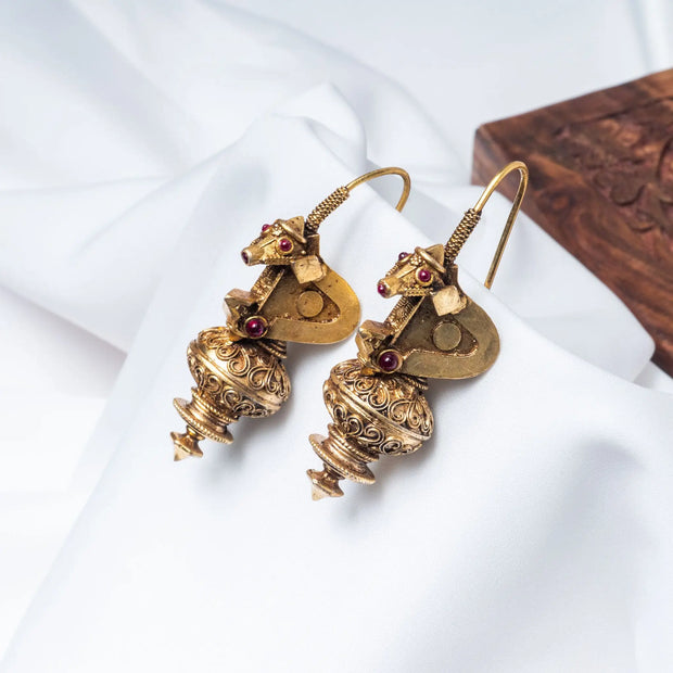 925 Premium Silver Nandi Dual View Hanging Earrings